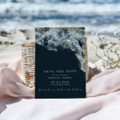 水彩波ミニマル写真保存日 招待状