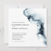 水彩波ミニマル結婚式招待状 招待状 (正面)