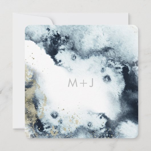 水彩波写真保存カード 招待状 (裏面)