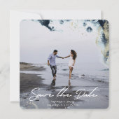 水彩波写真保存カード 招待状 (正面)