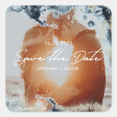 水彩波写真保存日 スクエアシール (正面)