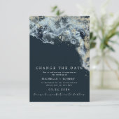 水彩波写真日付の変更招待状 招待状 (スタンド正面)