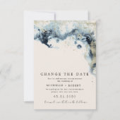 水彩波写真日付の変更招待状 招待状 (正面)