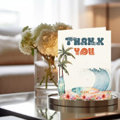 水彩波浪冲浪生日派对感谢卡 サンキューカード