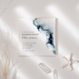 水彩波浪极简婚礼邀请函 招待状