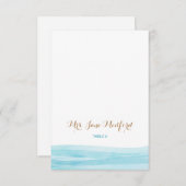 水彩波浪海滩婚礼场所名片 招待状 (正面/裏面)