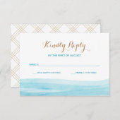 水彩波海ビーチ結婚式応答カード 出欠カード (正面/裏面)