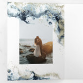 水彩波状三つ折結婚式招待状 三つ折り招待状 (内部最初)