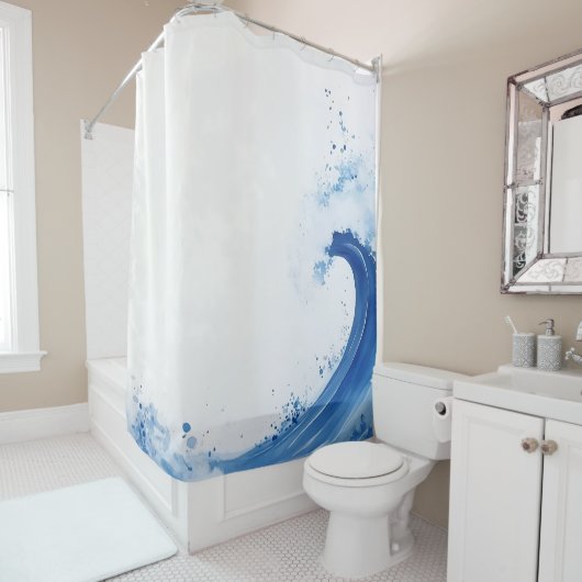 水彩波素晴らし波日本のスタイル シャワーカーテン (インサイチュ)