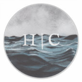 水彩波素朴の円のロゴ |モノグラム シール (正面)