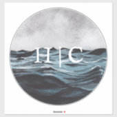 水彩波素朴の円のロゴ |モノグラム シール (シート)