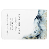 水彩波金ゴールド結婚式の日付を保存 マグネット (横)