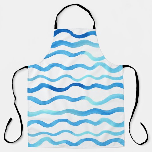 水彩波:青いターコイズシームレス。 エプロン (正面)