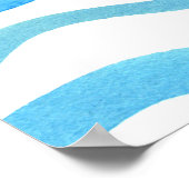 水彩波：青いターコイズシームレス。 ポスター (角)