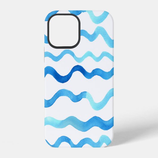 水彩波:青いターコイズシームレス。 iPhoneケース (裏面)