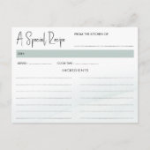 水彩洗いグリーンブライダルシャワーレシピカード ポストカード (正面)
