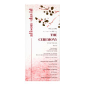 水彩洗い流しと分枝ジャパンディ結婚式プログラム ラックカード (正面)