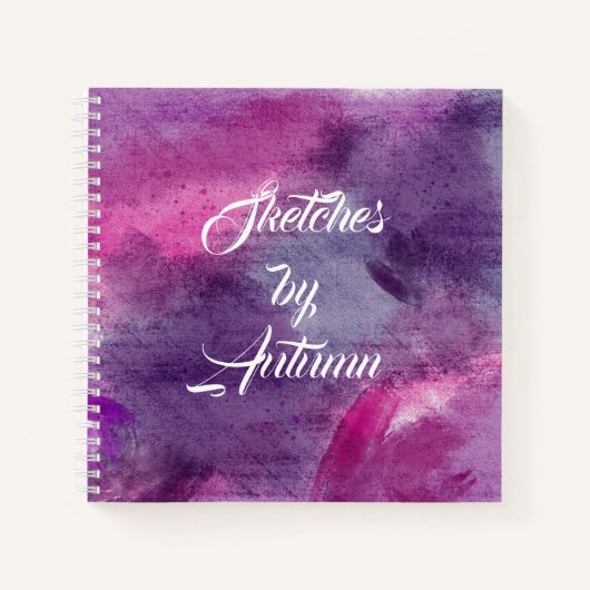 水彩洗い流しカスタマイズ可能なスケッチブック ノートブック (正面)