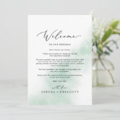 水彩洗い緑のウェルカムレター&旅程 (スタンド正面)