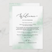 水彩洗い緑のウェルカムレター&旅程 (正面/裏面)