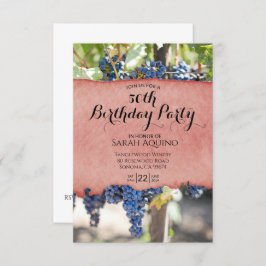 水彩洗ぶら下がった水ブドウ50誕生日 招待状