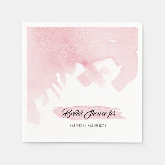 水彩洗モダン流ピンクエレガントブライダルシャワー スタンダードカクテルナプキン (正面)