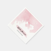 水彩洗モダン流ピンクエレガントブライダルシャワー スタンダードカクテルナプキン (角)
