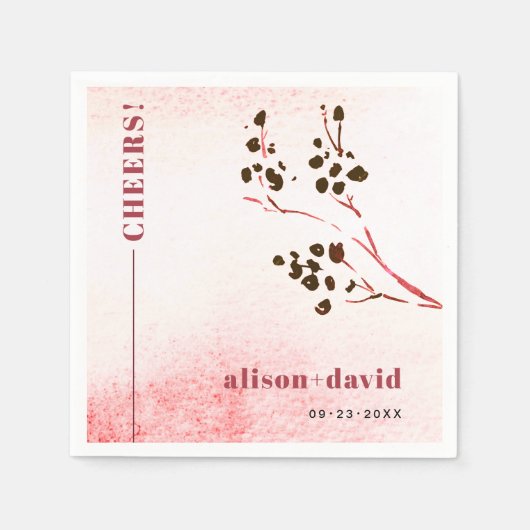 水彩洗剤と分枝ジャパンジ応援結婚ズ スタンダードカクテルナプキン (正面)