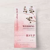 水彩洗剤と分枝ジャパンディ結婚ズ オールインワン招待状 (内側)