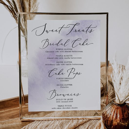 水彩洗剤 |紫色の甘いお菓子ブラウニーサイン ポスター