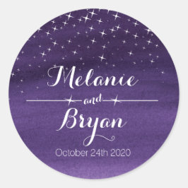 水彩洗星月夜のステッ結婚カー ラウンドシール
