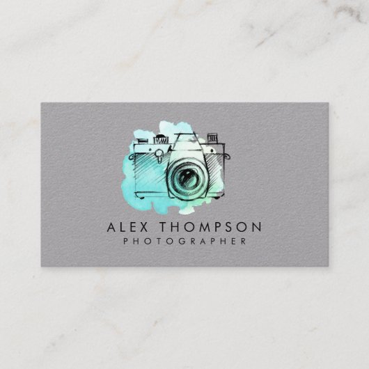 水彩洗浄ヴィンテージフィルムカメラマン 名刺 (正面)