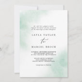 水彩洗浄 |グリーン伝統的結婚ズ 招待状 (正面)