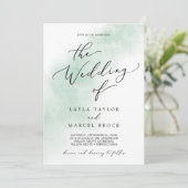 水彩洗浄 |グリーン結婚の 招待状 (スタンド正面)