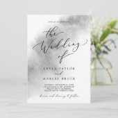 水彩洗浄 |グレー結婚の招待状 招待状 (スタンド正面)