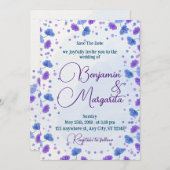 水彩洗浄 |パープルザ結婚式招待状 招待状 (正面/裏面)