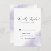 水彩洗浄 |パープルシンプルRSVPカード 出欠カード (正面/裏面)