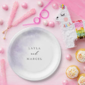 水彩洗浄 |パープルズケ結婚ーキ ペーパープレート (パーティー)