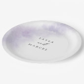 水彩洗浄 |パープルズケ結婚ーキ ペーパープレート (アングル)