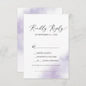 水彩洗浄 |パープルソングリクエストRSVPカード 出欠カード (正面/裏面)