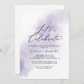 水彩洗浄 |パープルレッツ祝ー 招待状 (正面/裏面)