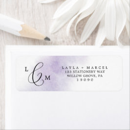 水彩洗浄 |パープル差出人住所ラベル ラベル