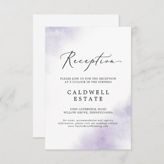 水彩洗浄 |パープル披露宴挿入カード エンクロージャーカード (正面/裏面)