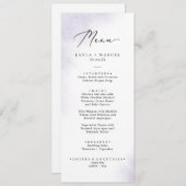 水彩洗浄 |パープル結婚のディナーメニュー メニュー (正面/裏面)