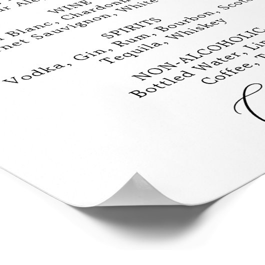 水彩洗浄 |パープル結婚のドリンクのメニュー記号 ポスター (角)