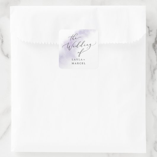 水彩洗浄 |パープル結婚の封筒用シール スクエアシール (バッグ)