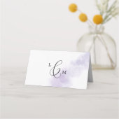 水彩洗浄 |パープル結婚折り畳み座席表 プレイスカード (裏面)