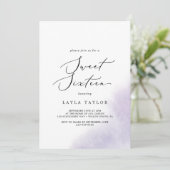 水彩洗浄 |パープルSweet sixteen誕生日 招待状 (スタンド正面)