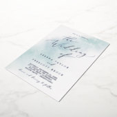 水彩洗浄 |ブルーとシルバーフォイル結婚ズ 箔招待状 (回転した状態)