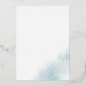 水彩洗浄 |ブルーとシルバーフォイル結婚ズ 箔招待状 (裏面)